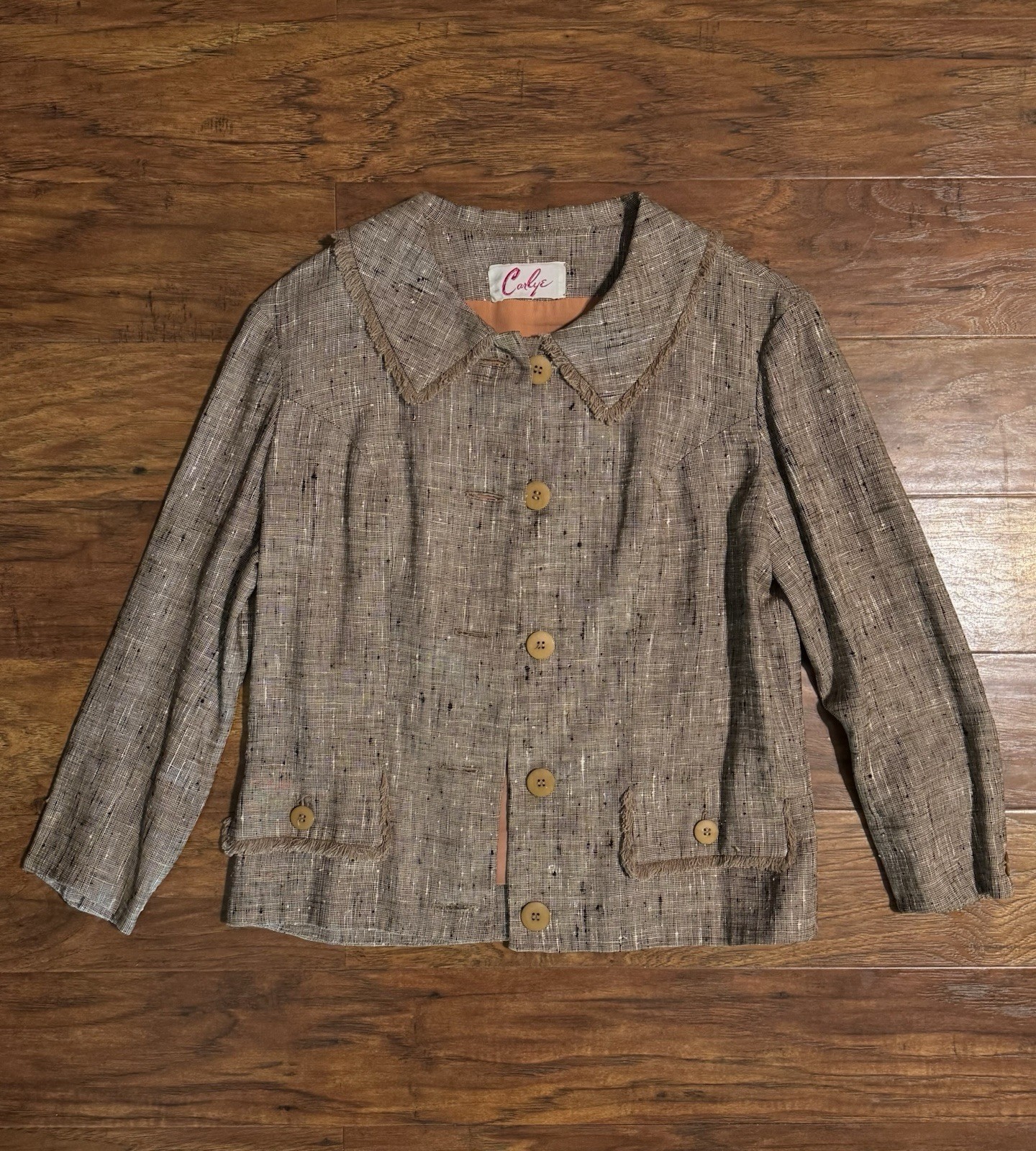 Vintage 1960s Carlye Women’s Jacket Linen Blazer With Matching Skirt Size Small