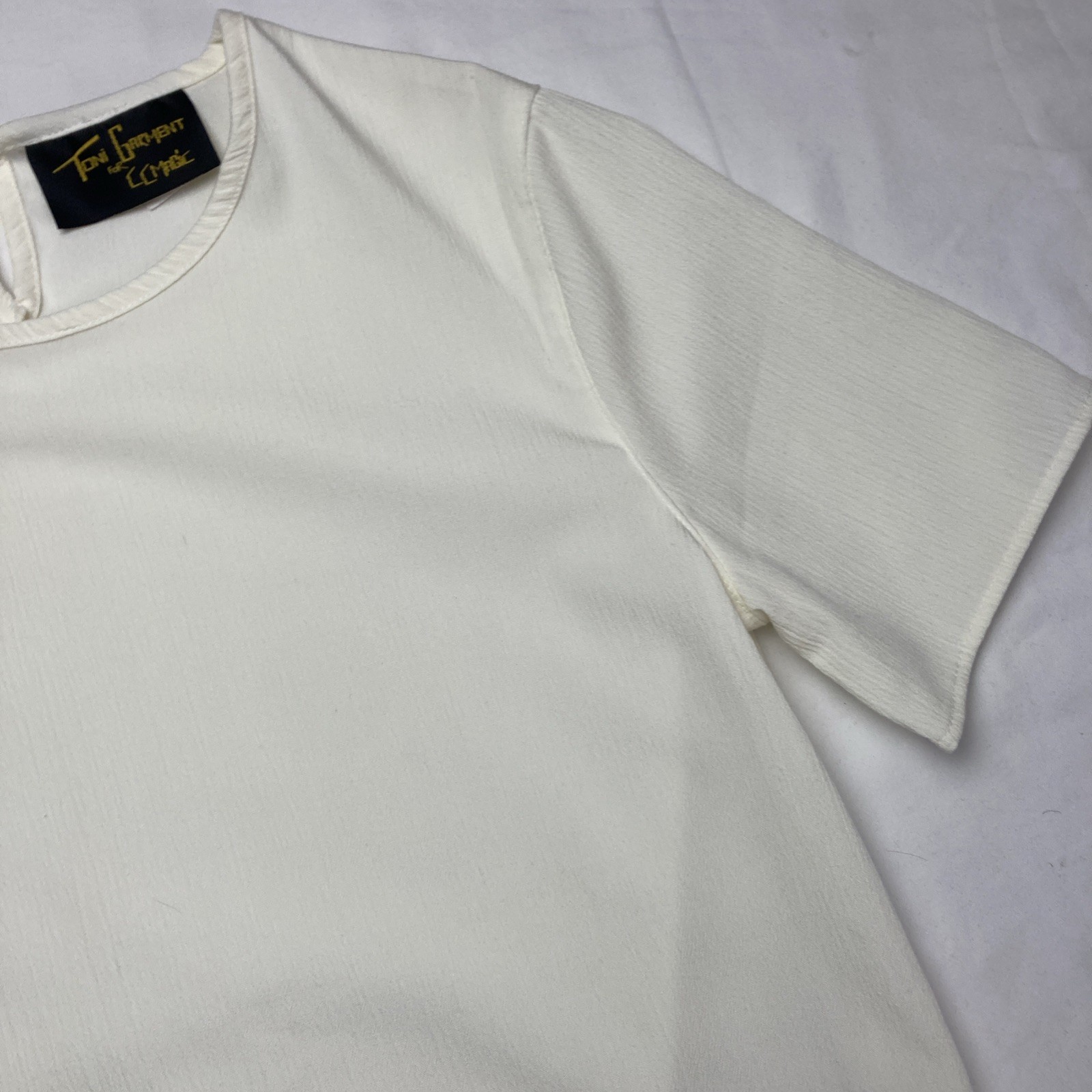 Toni Garment for CC Magic Vintage Keyhole Blouse Ivory Size SMALL