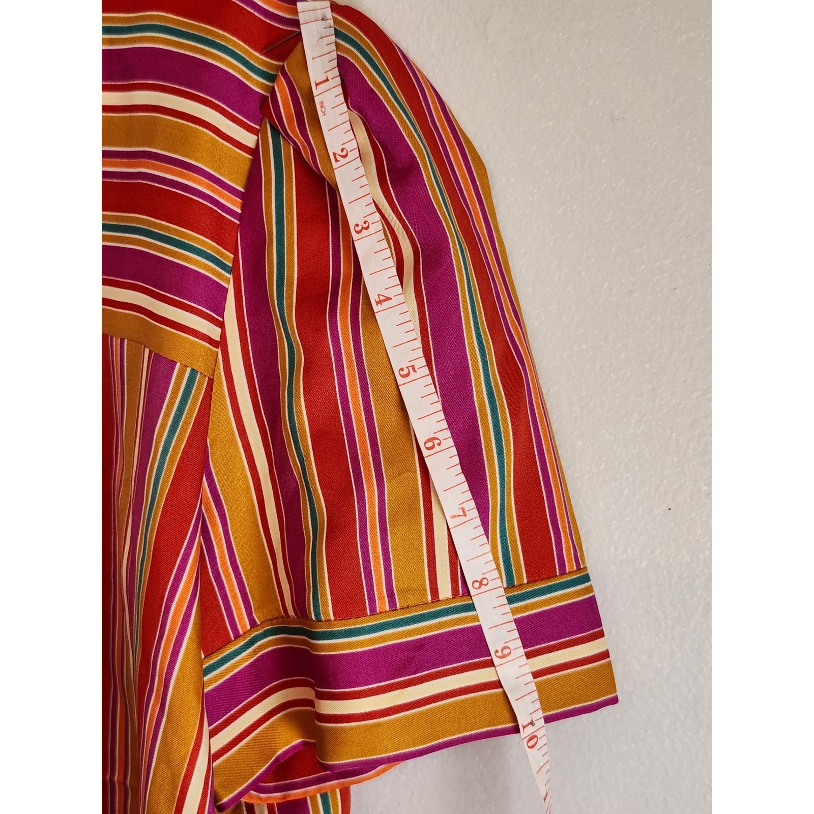 Vintage Yves Jennet Multicolor Stripe Blouse S/M Retro Colorful Statement Top