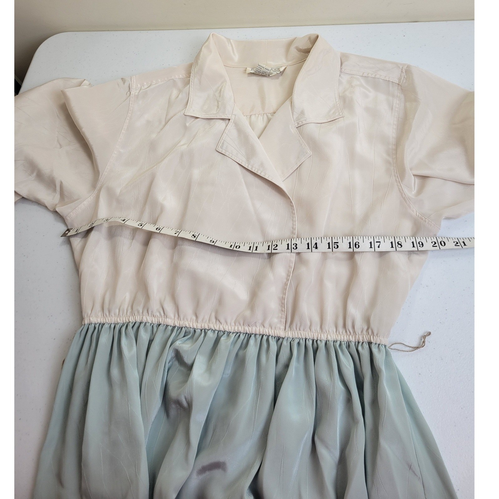 VTG Justine Todd Dress 80s Secretary Career Colorblock Cream Green Womens 12