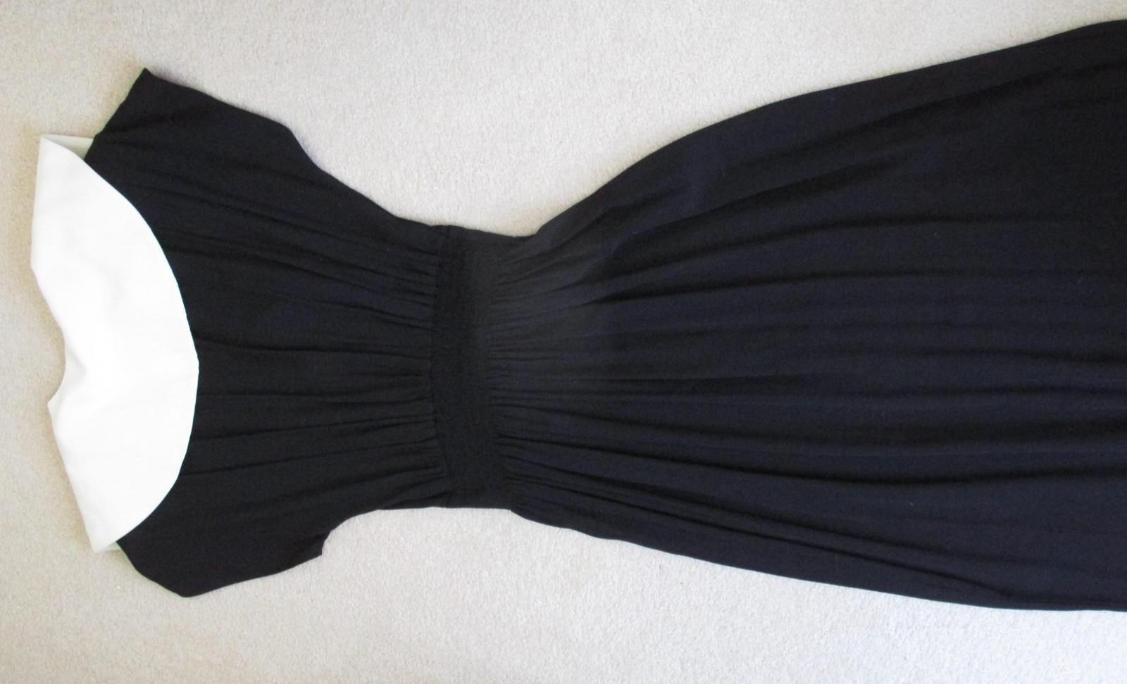 VTG NEW 80s R.E.O ORIGINALS MIDI DRESS-BLACK w LARGE WHITE COLLAR Sz 12 BEAUTY!