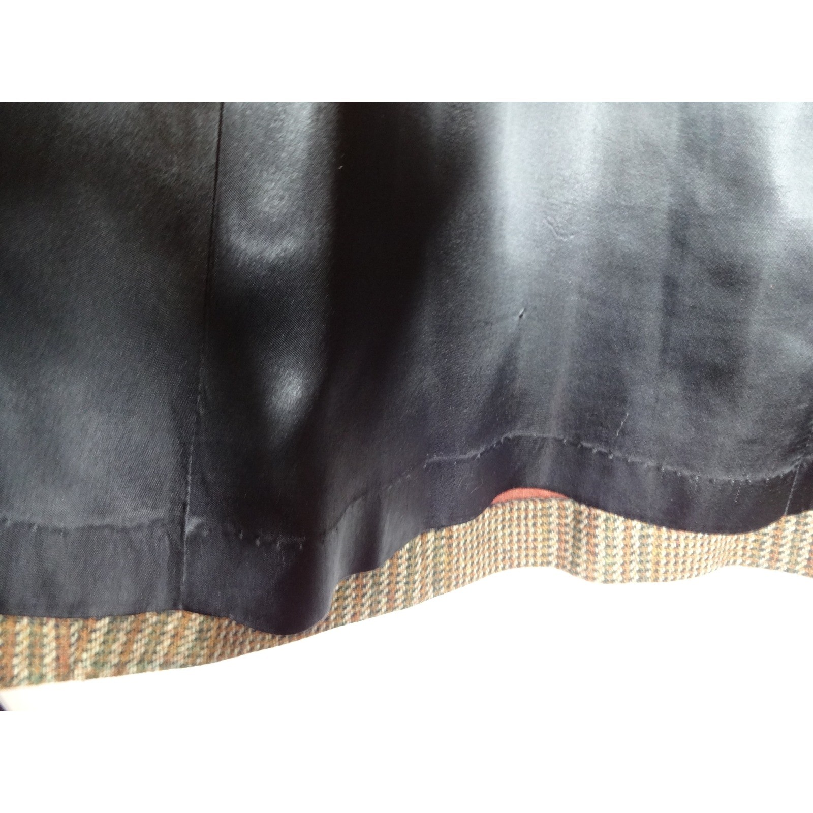 Vintage ILGWU Tweed Coat Women M Brown Fur Trim Belted 60s Retro Dark Academia