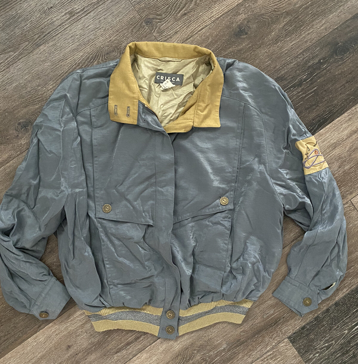 CRISCA Shiny Blue Bomber Jacket Eu 36 US 6 Womens