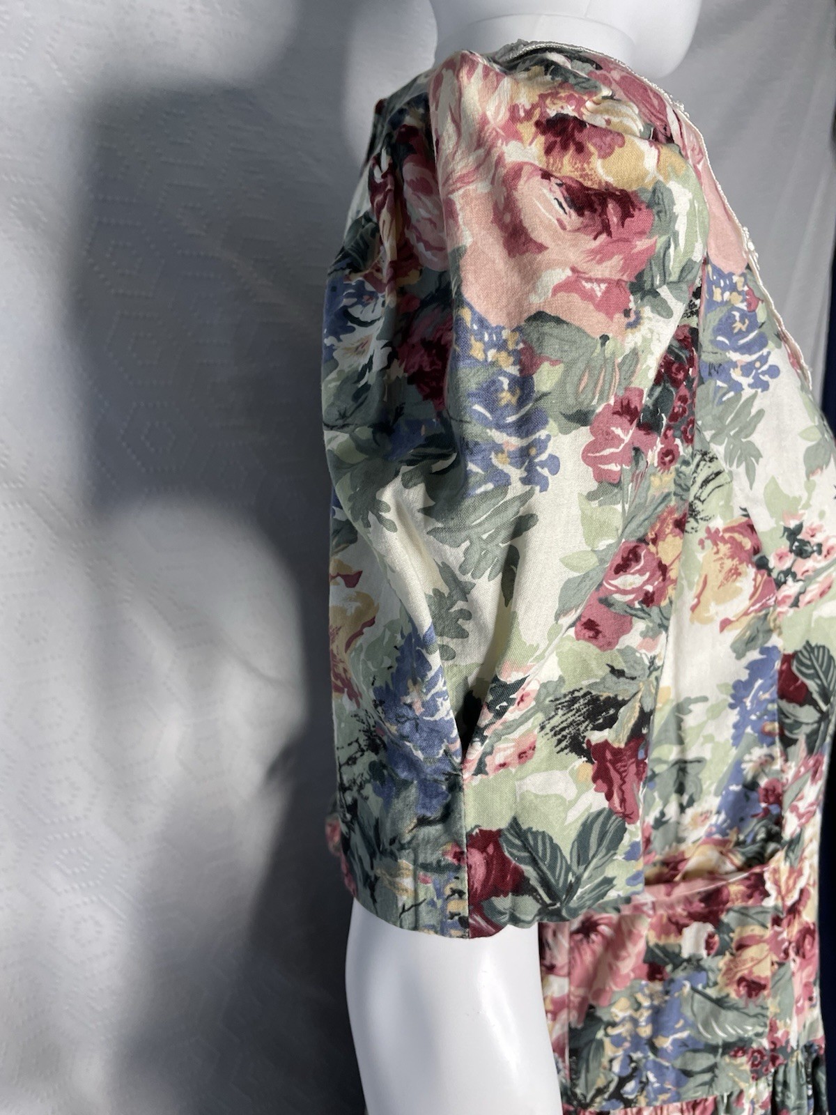 80’s Brandywine Creek Pastel Floral Prairie Dress Granny Lace Collar 9/10 Midi