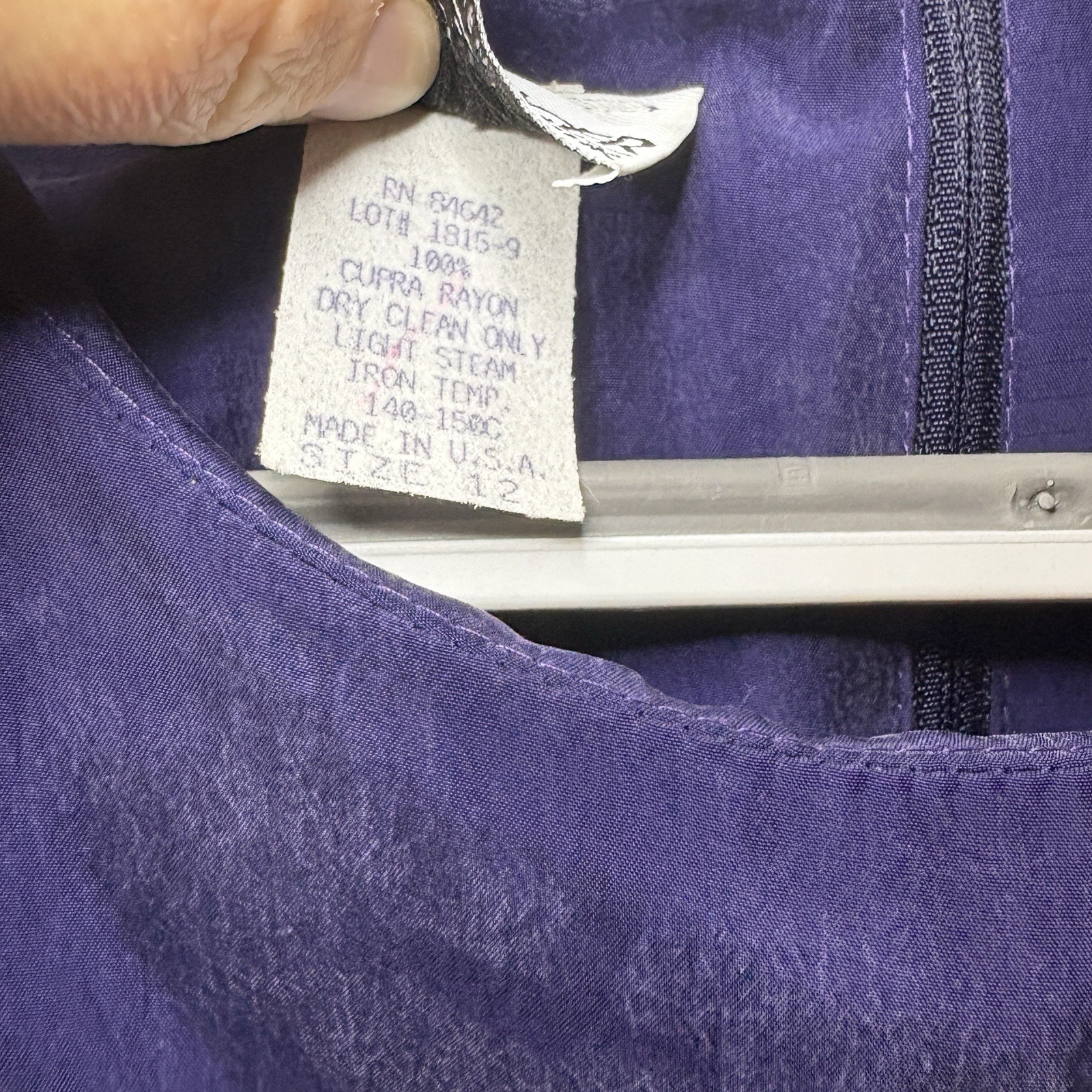 Vintage 80s K.C. Spencer Purple Bow Cocktail Dress Size 12 Made in USA