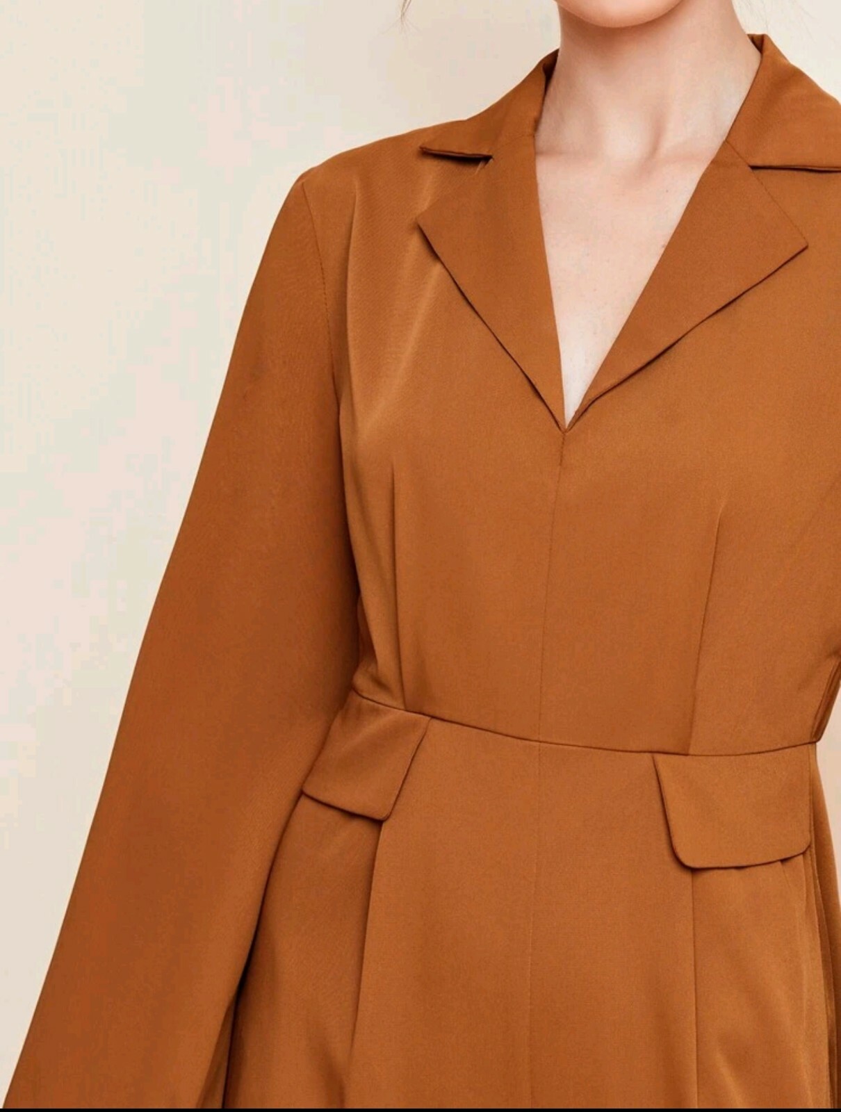 Shein Sleeve Flap Detail Jumpsuit Brown