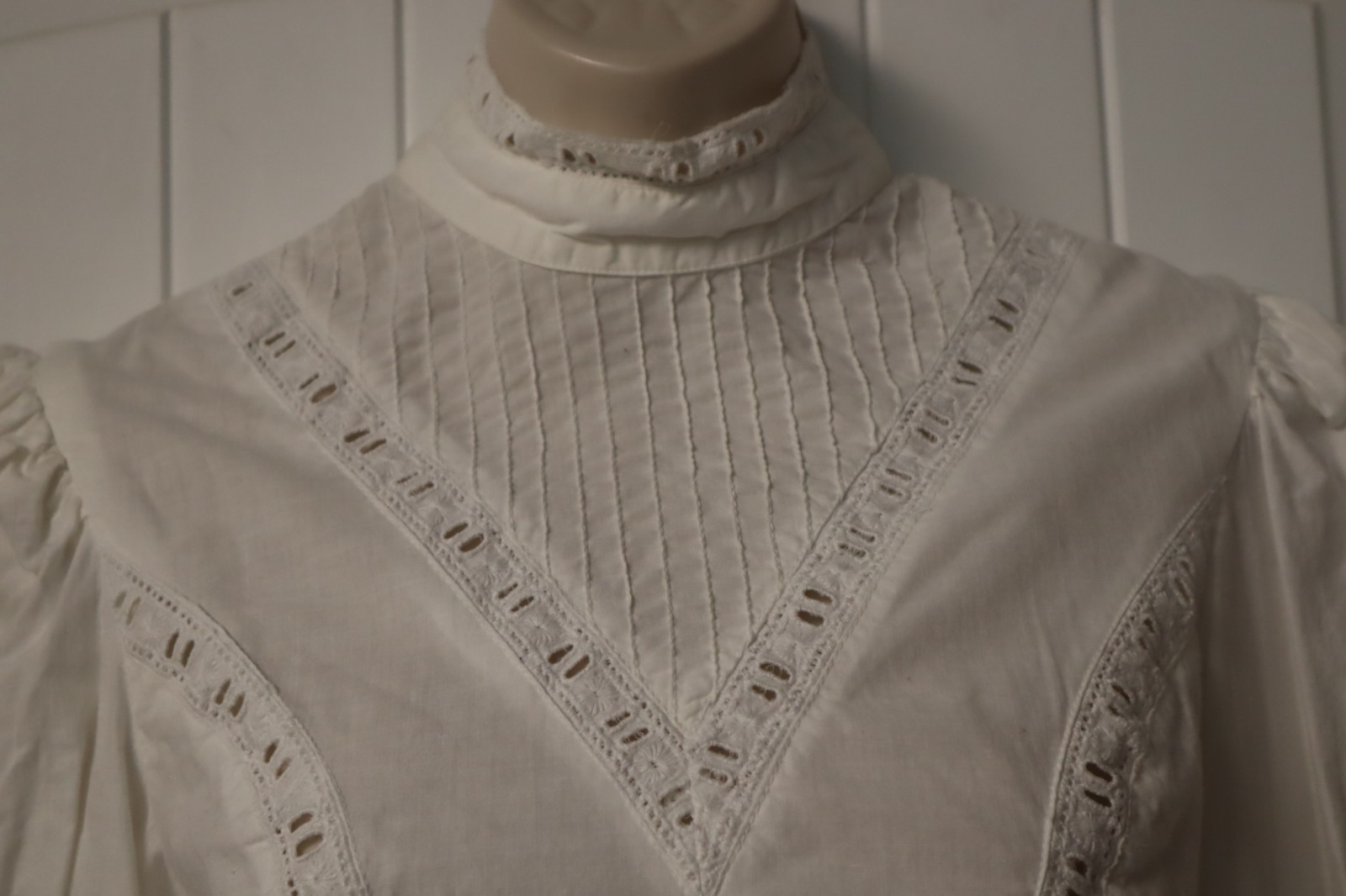 Vintage 1980s 90s Michel New York Paris Edwardian Victorian white blouse S