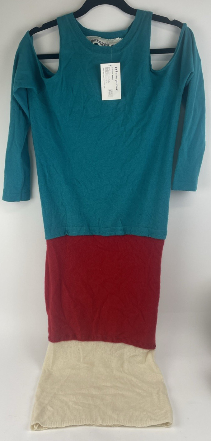 Y2K Haute Couture 100% Cashmere Long Sleeve Off the Shoulder Dress Pret A Porter