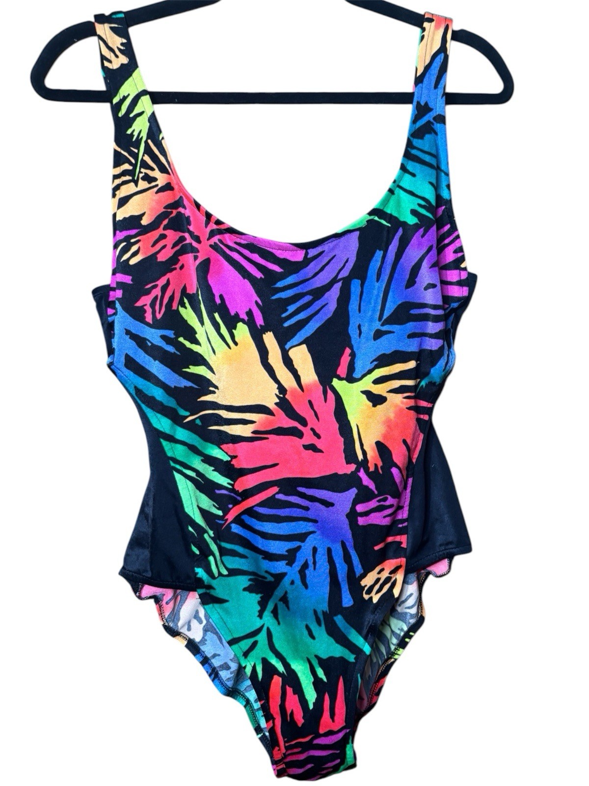Catalina Neon Splash One Piece Swimsuit Bathing Suit Size 14 USA VTG 80s 38/32