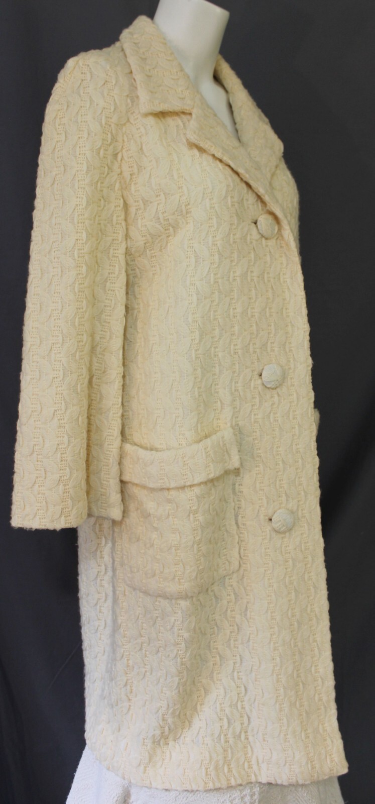 Vintage 1970s? Promenade Ltd. Cream 100% Virgin Wool Coat Size M? No Size Tags