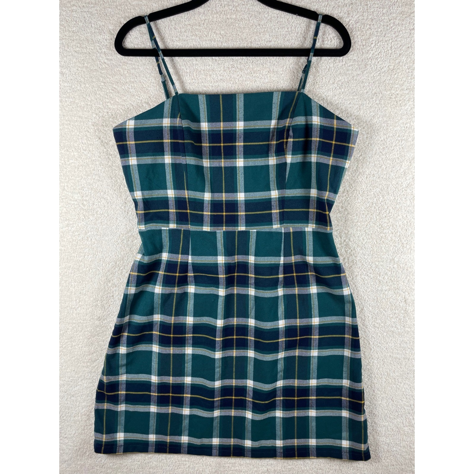 Y2K 90s clueless square neck tartan plaid mini dress L preppy millennial bratz