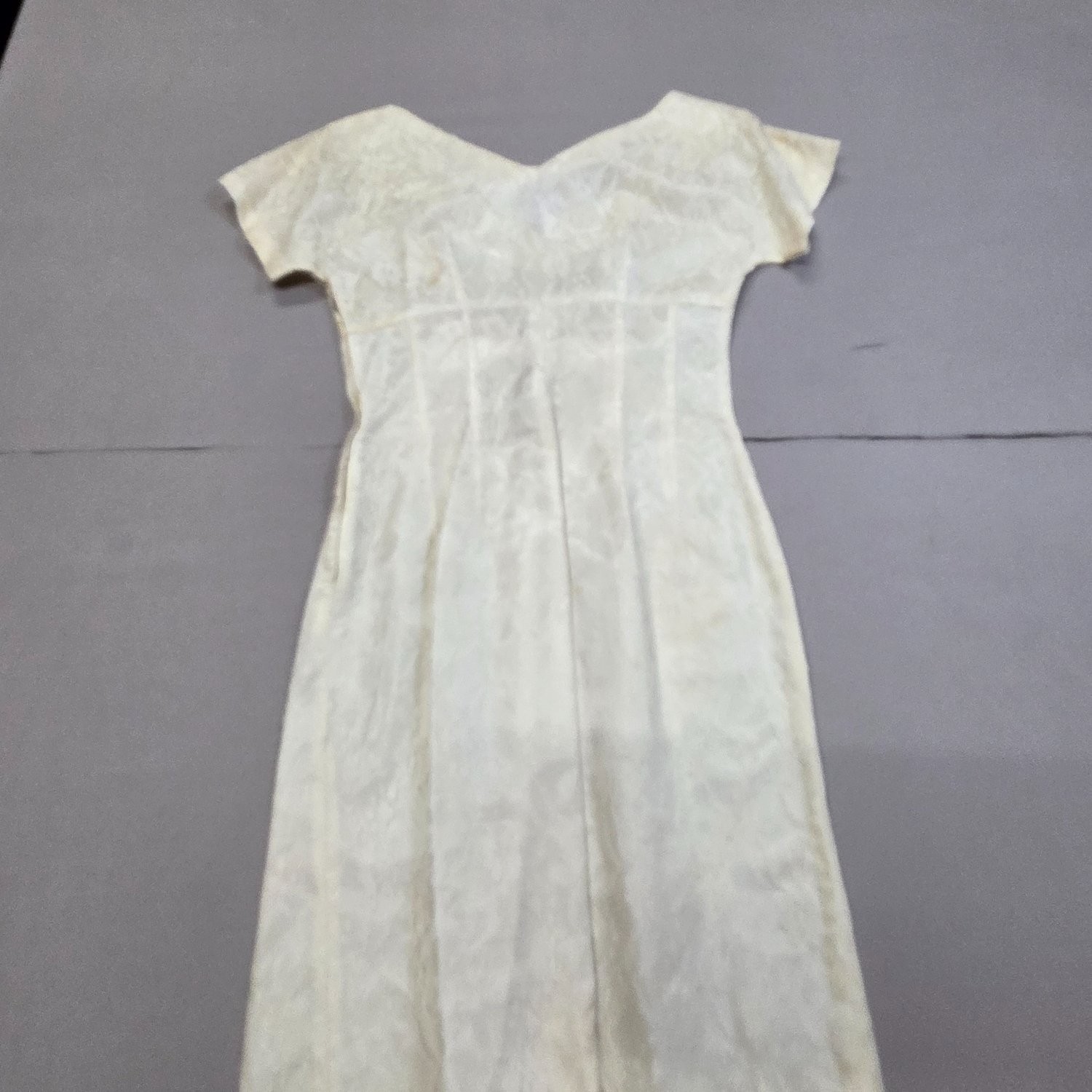Vintage 50s Ivory Floral Lace Cocktail Dress Bow Waist Wiggle Sheath Mid Century
