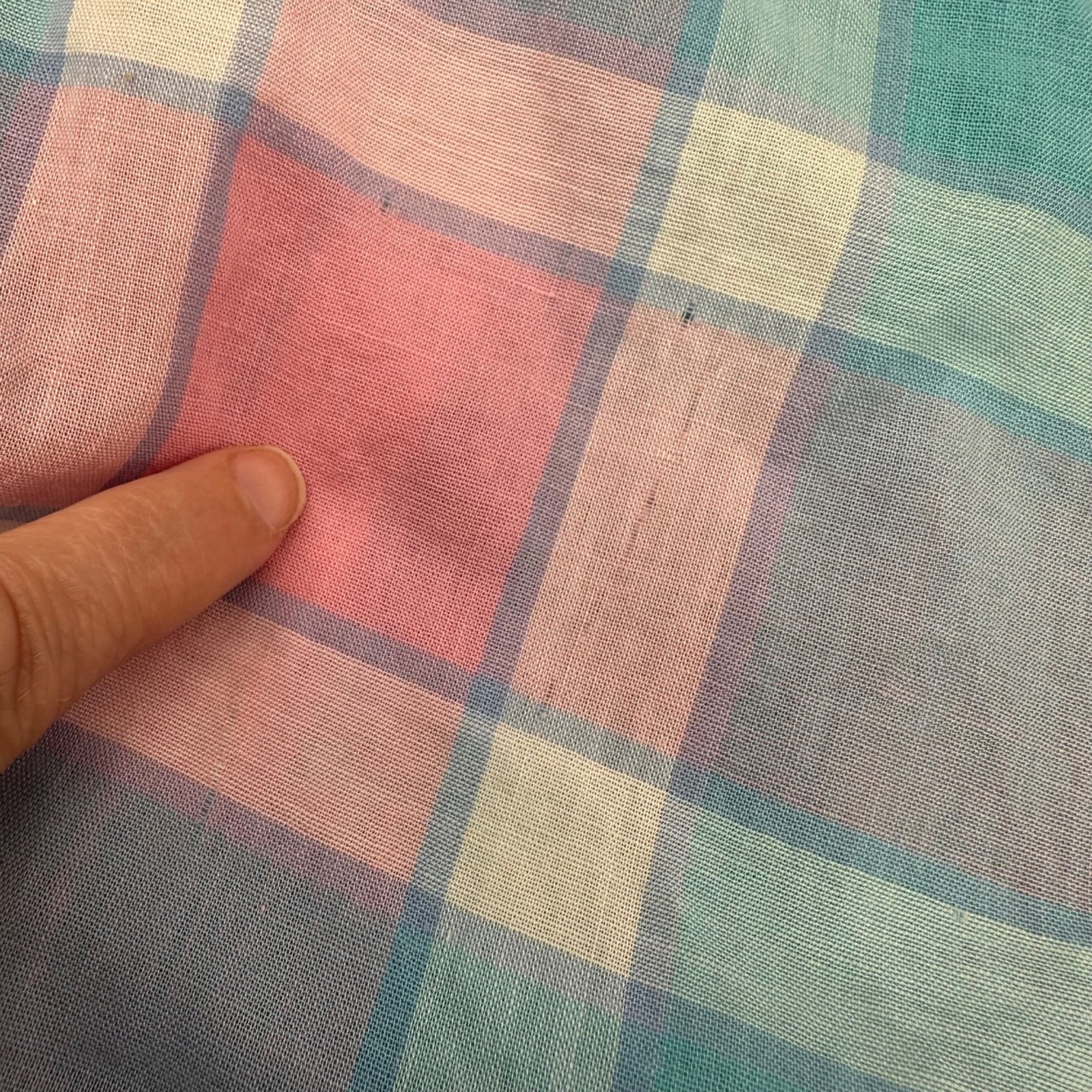 Vintage Sleeveless Plaid Button Up Shirt 1950s Sears Kerrybrooke USA Pink Blue