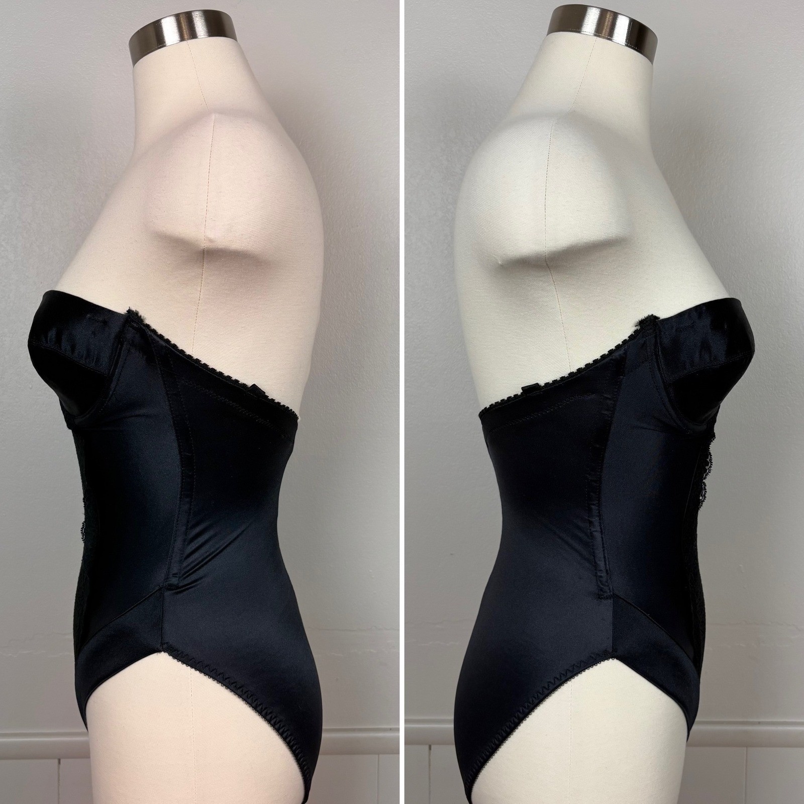 Partners Intimates Vtg Body Shaper Girdle Size 34B Black Lace Trim Strapless