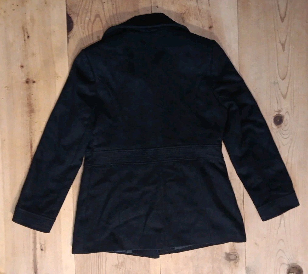 VTG Preston & York Womens 10 Peacoat Black 100% Wool Lined Pockets Winter
