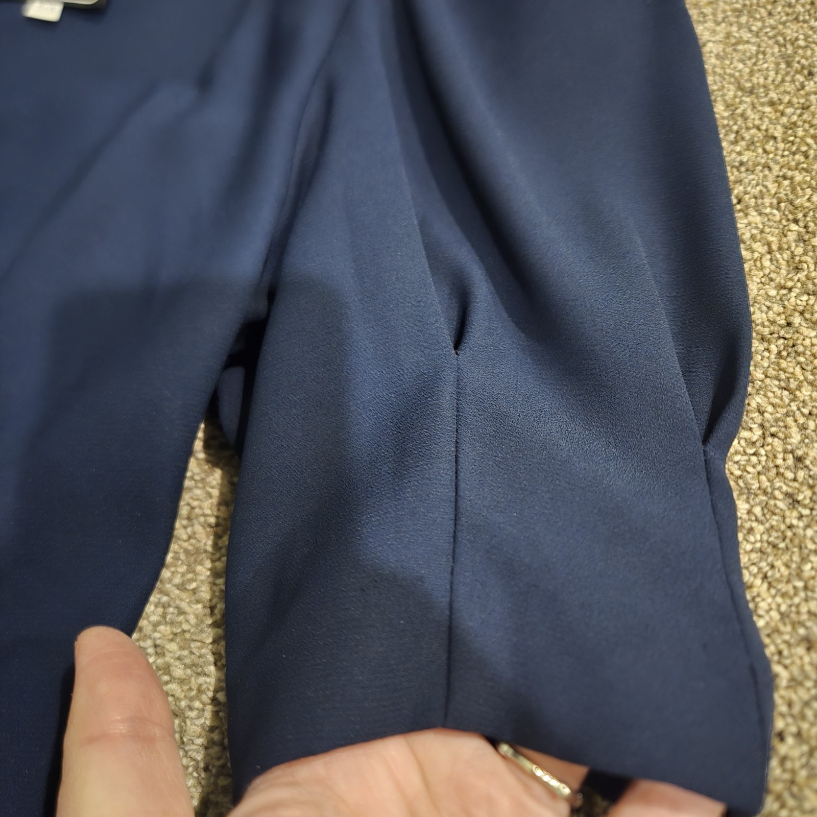 Vtg Cachet By Bari Protas Navy Blue Midi Dress Sz 5 6 Sweetheart Puff Sleeve