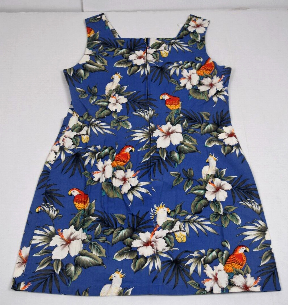 Vintage Hawaiian Dress Shannon Marie Size S 90s Blue Tropical Birds Made Hawaii