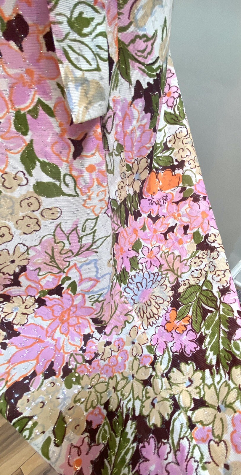 Vintage 1970s Candi Jones California Dress Colorful Groovy Floral Midi Sz 13 S/M
