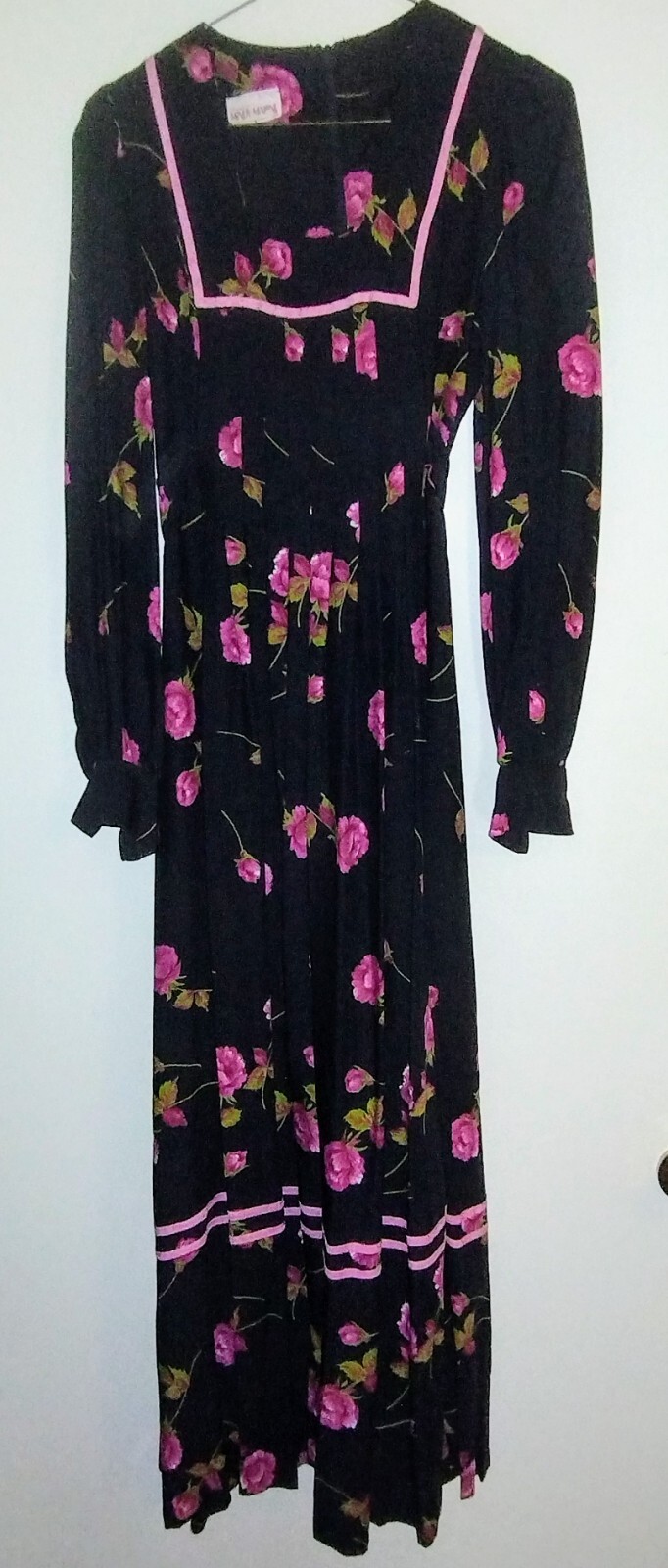 Vintage Mindy Malone Prairie Style Dress Long Floral Cotton Blend S/XS Gorgeous!