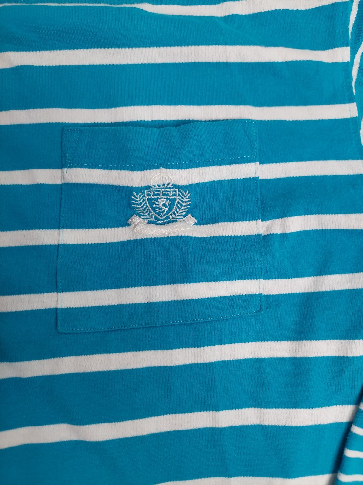 Vintage 90s Striped Crop Top Teal Blue White Baby Tee Preppy Coastal Y2K Shirt S
