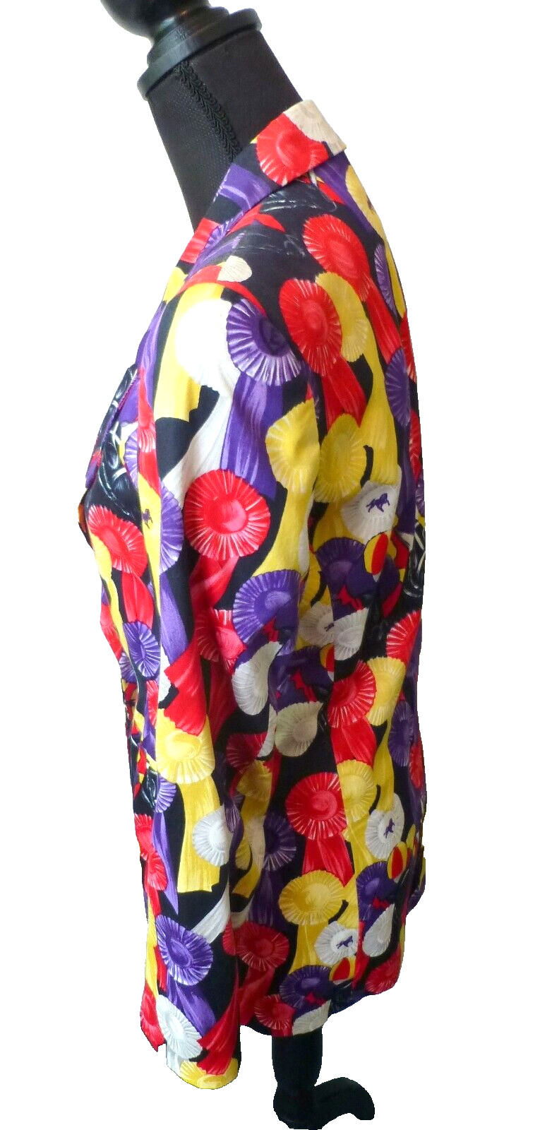 Escada Jacket Blazer Colorful Equestrian Medals Fitted Vintage Size 36 6
