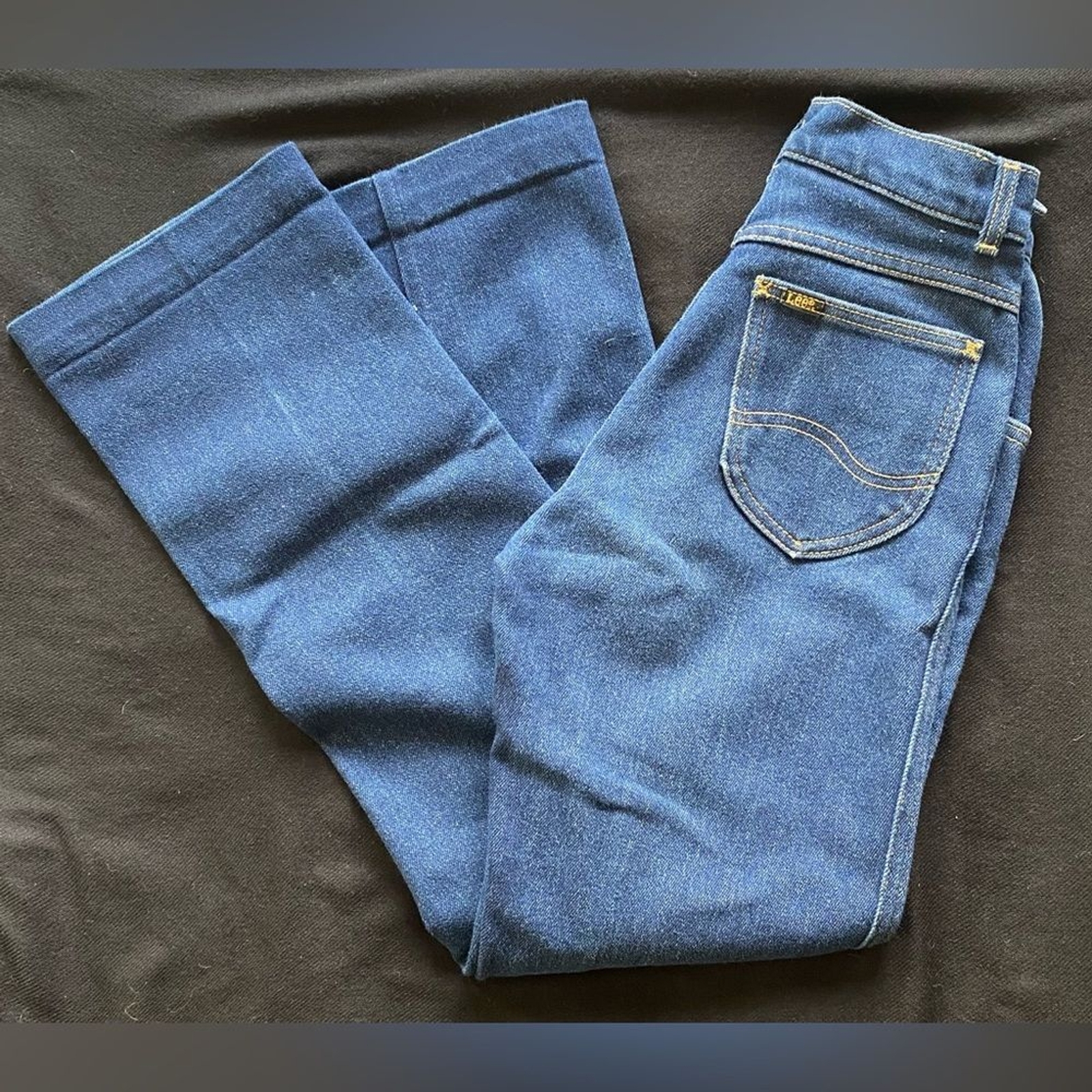 VTG 70’s Lee Riders High Waisted Dark Denim Jeans! USA. Talon 42 Zipper! Size 8.