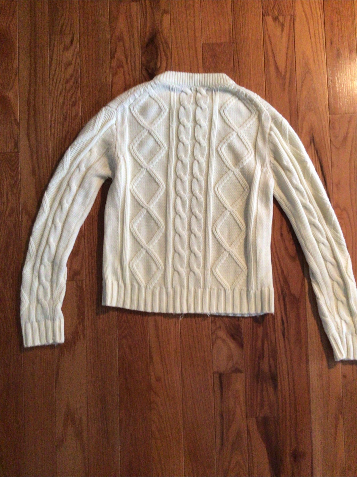 Harcrest Vintage Women’s Cream Classic Fisherman Cable Knit Sweater Large