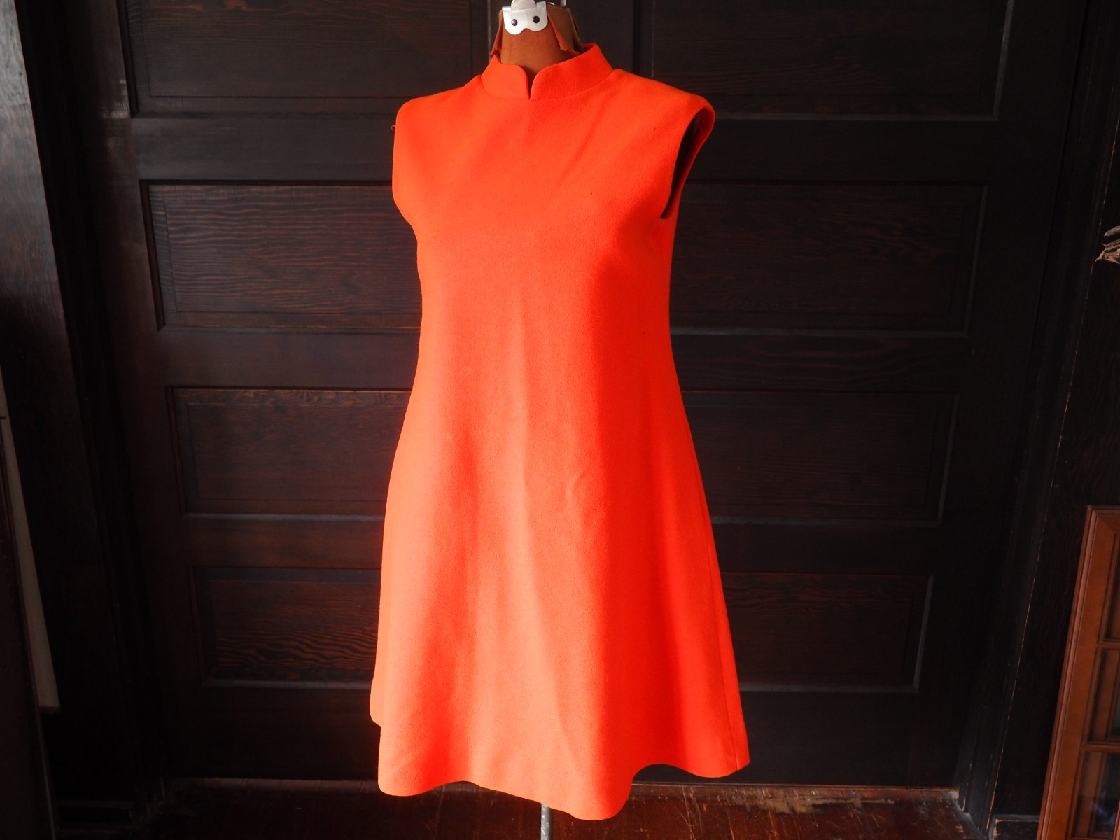 VTG 50s 60s Makoff Salt Lake Retro Hippy Orange Lined Midi Mod Dress Womens S