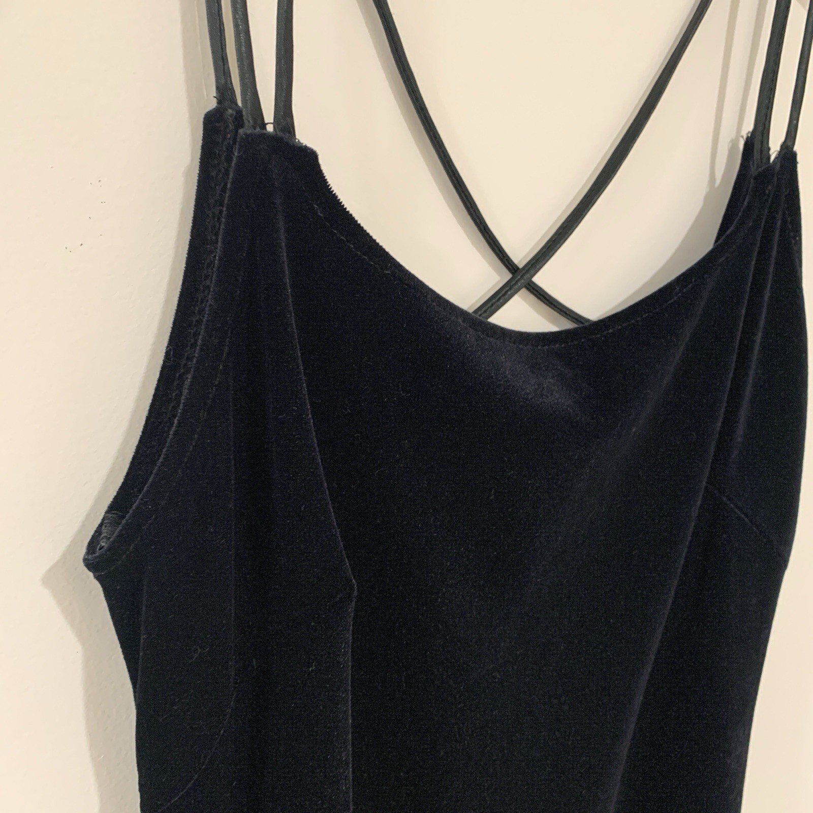Vtg Y2k 579 Black Velvet Dress Small? Fairy Grunge Whimsigoth Vamp 90s Open Back