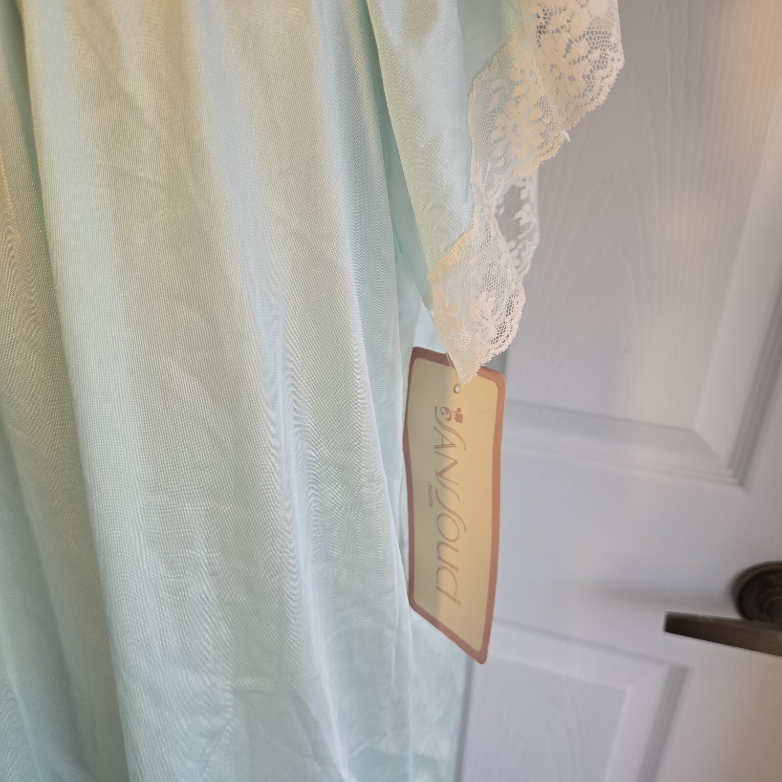 Sans Souci Vintage Nightgown Pale Aqua Blue Size M Lingerie Nightie Usa New