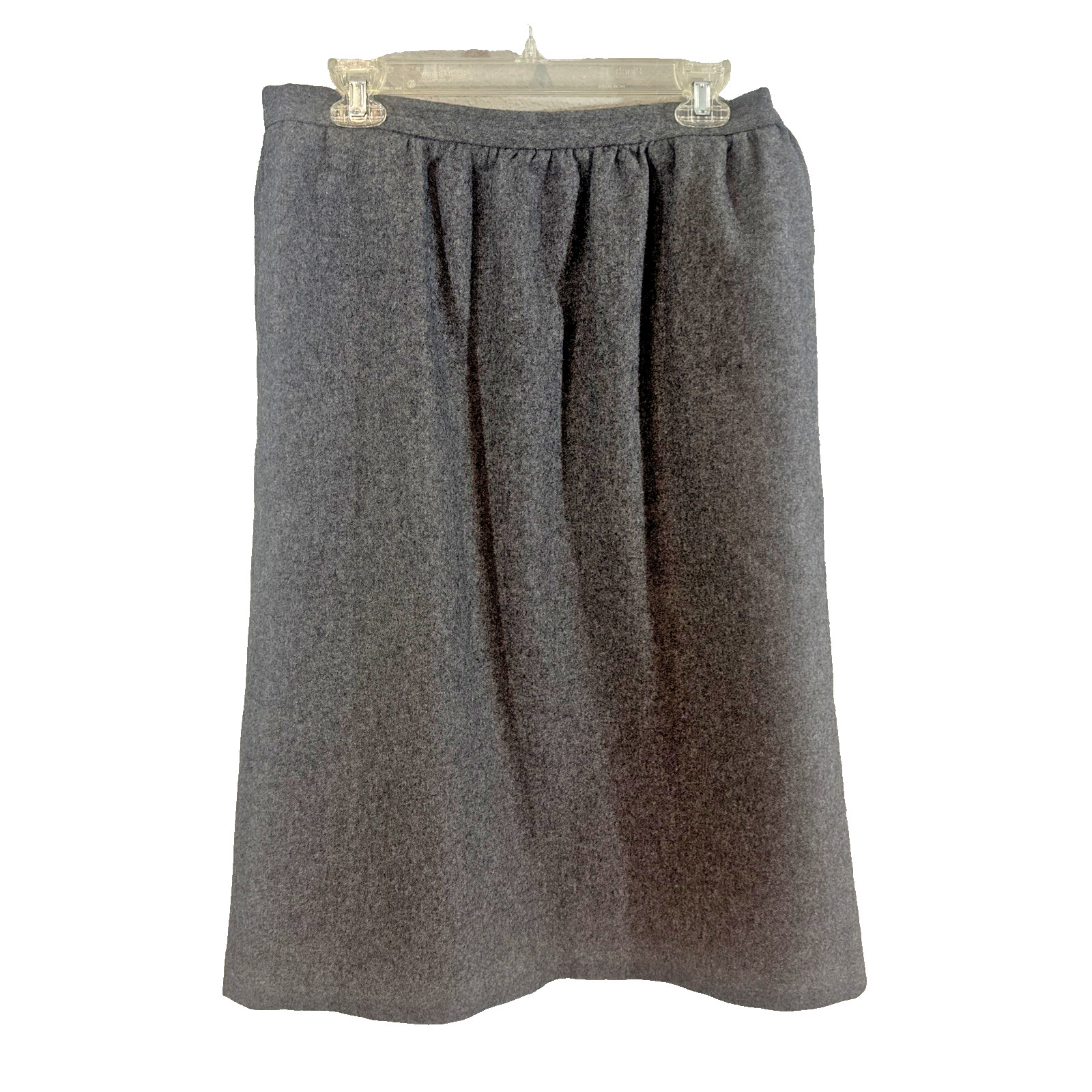 Vintage Wool Tailored Midi Lined Skirt Womens 16 Dark Gray Japan Made Epitome