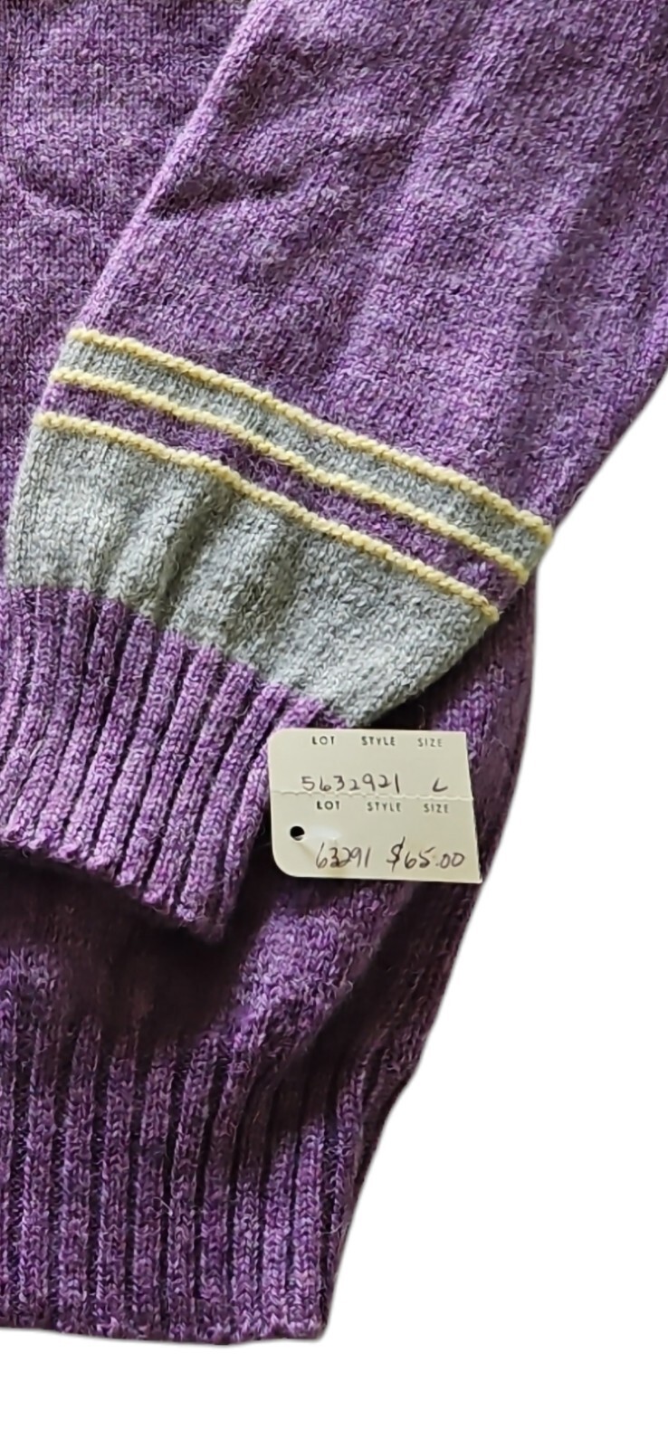 VTG NOS 70s Prego II Preppy Purple Shetland Wool Blend Pullover Sweater Large