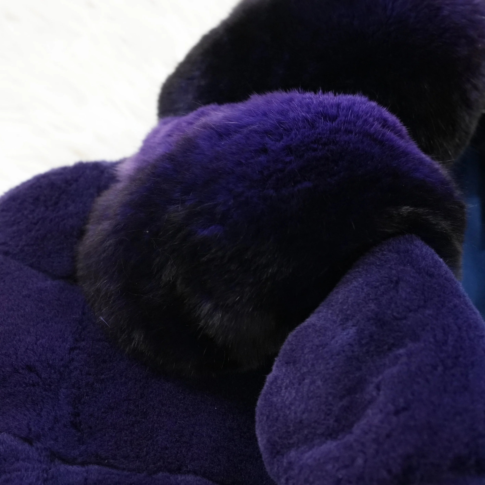 Shaved Mink Chinchilla Trim Fur Jacket Purple Dyed GRES Paris – Genuine Vinta…