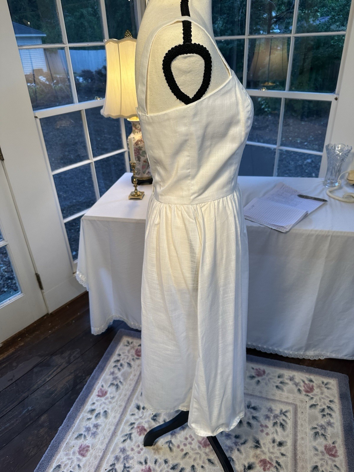 Vintage 50s Off-White Eggshell Swing Dress With Jacket Princess Bodice Small