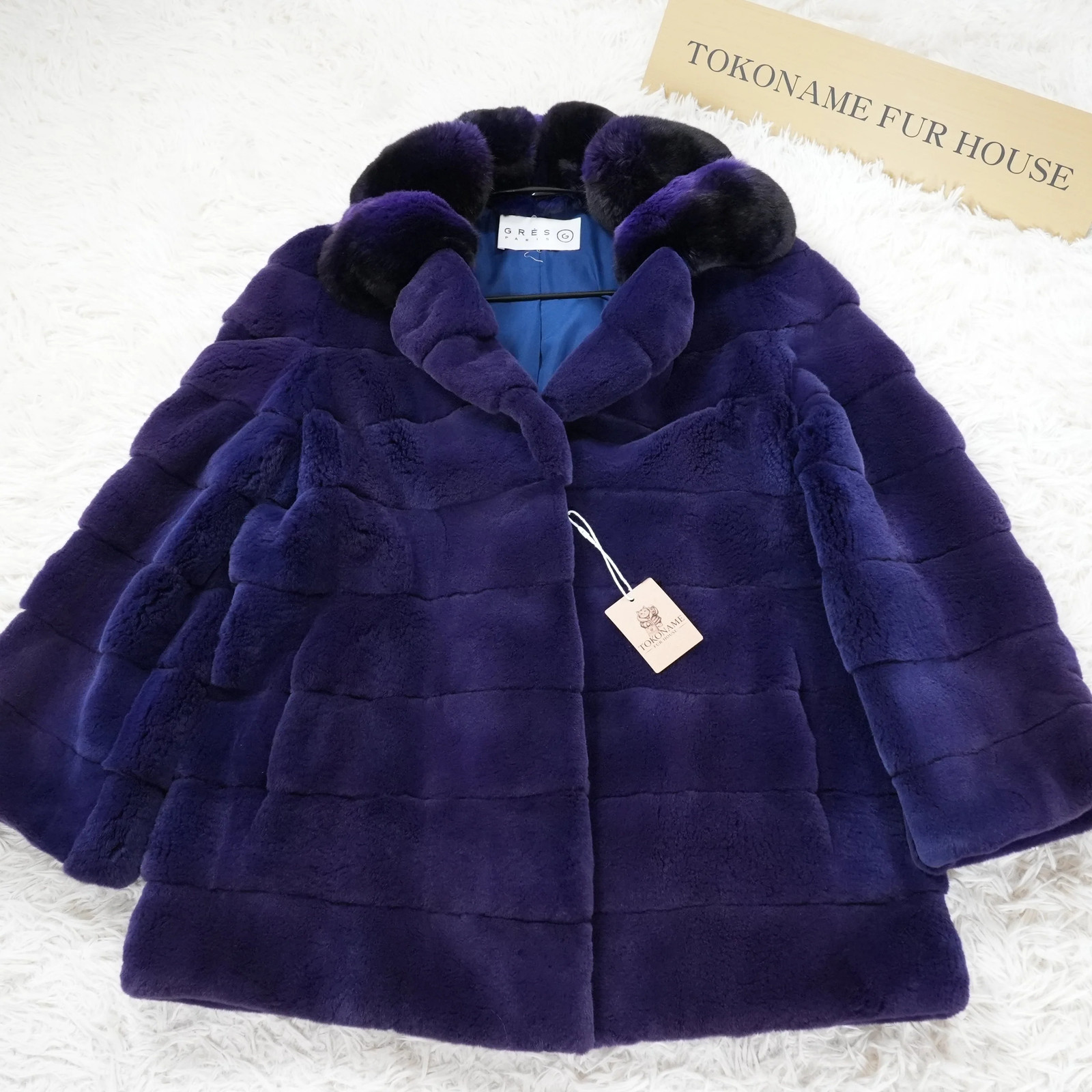 Shaved Mink Chinchilla Trim Fur Jacket Purple Dyed GRES Paris – Genuine Vinta…