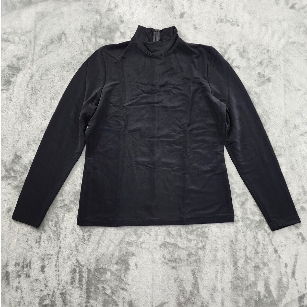 Vintage Pendleton Studio Top Womens M Black Mock Neck Long Sleeve Stretch Nylon