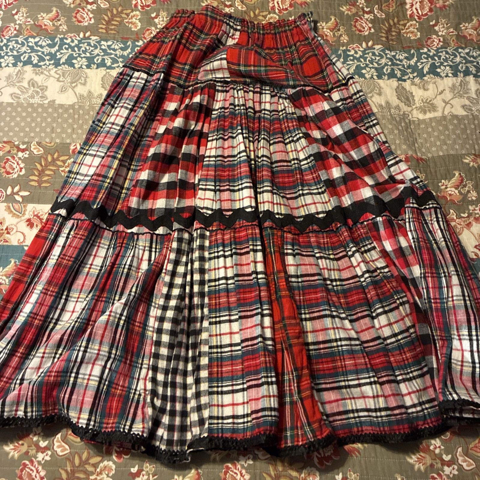 Vtg Su Zanne Broom skirt pioneer spirit collection Sante fe NM Med Elastic Waist