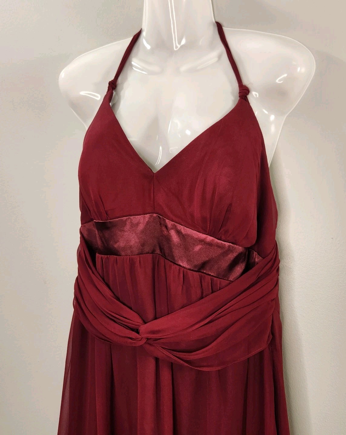 Vintage/Y2K Midnight Velvet Burgundy 100% Silk Halter Midi Dress Fairy Whimsical