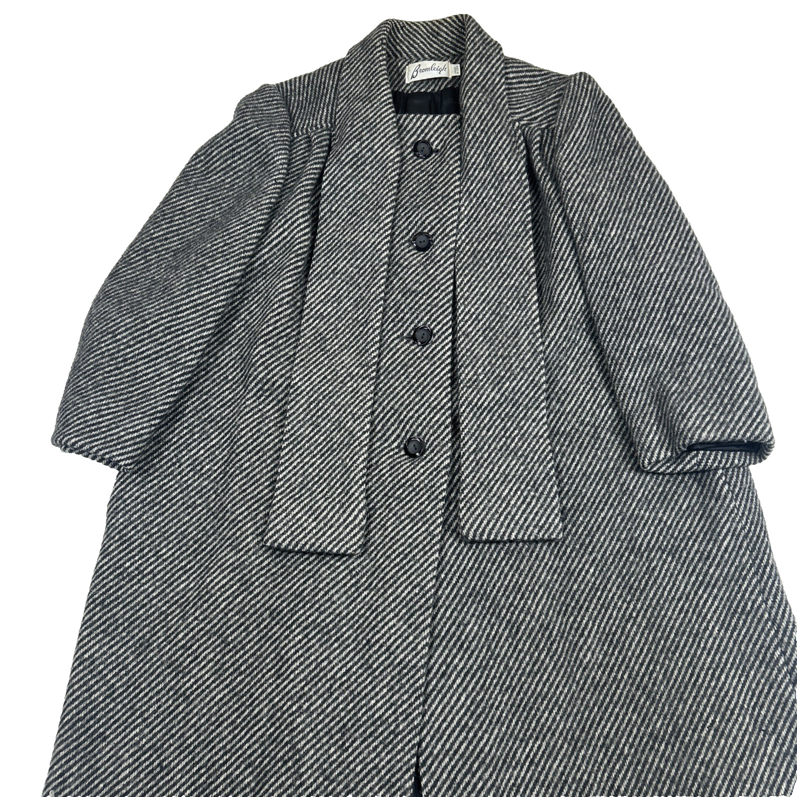 Vintage Bromleigh Coat ILGWU Union Made Gray Stripe Scarf Pure Wool Small/Medium
