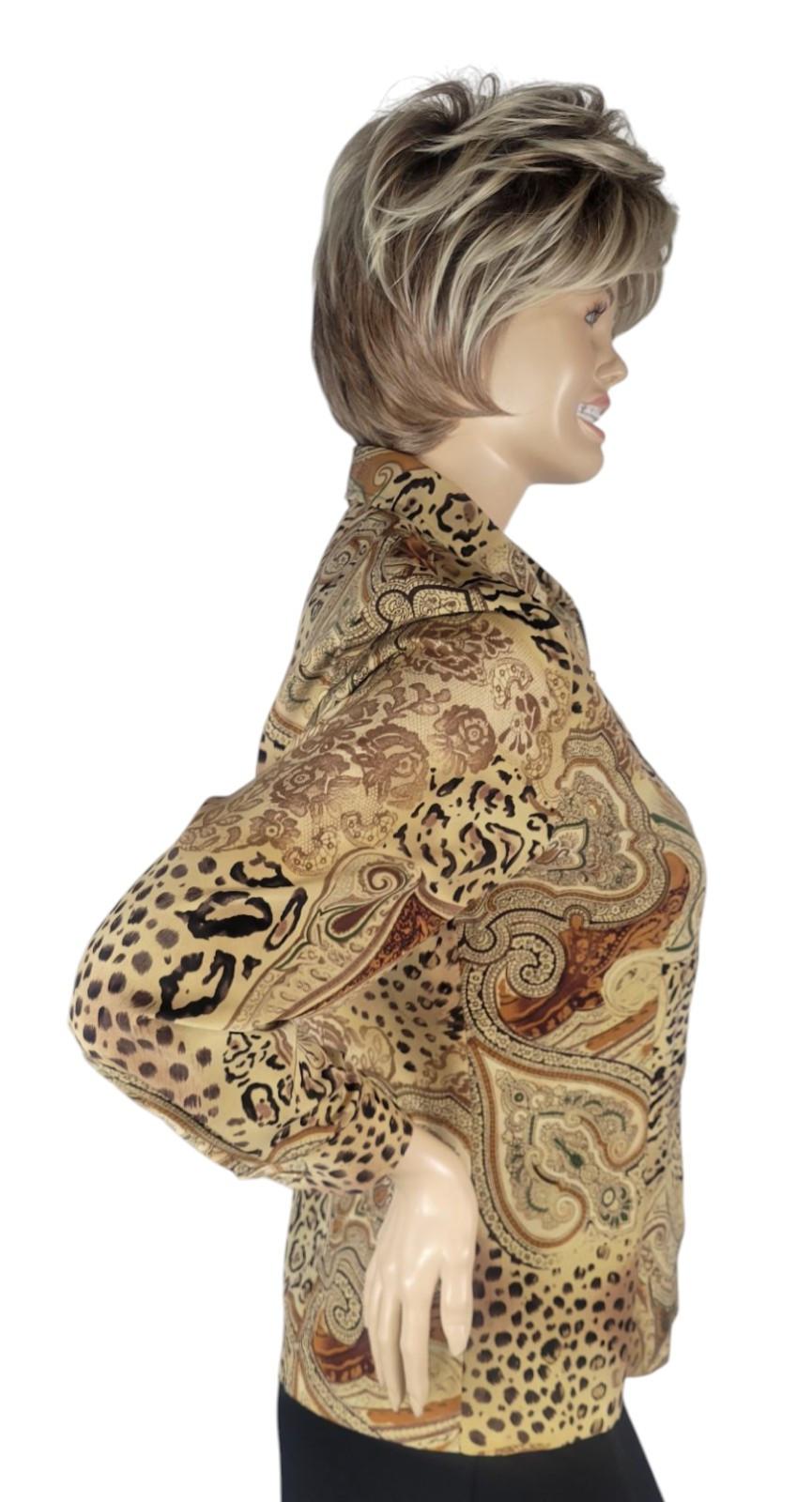 Vintage 80s Kensington Square Animal Leopard Cheetah Paisley Print Zip Jacket L