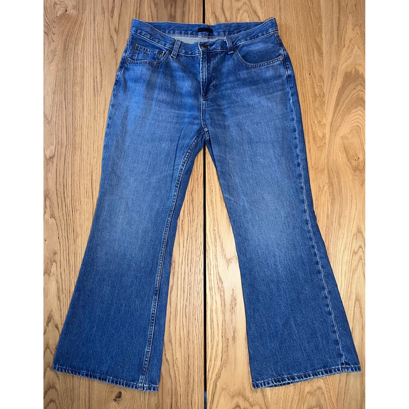 Uniqlo Flared Jeans 30/27 Blue Vintage Wash Denim Skater Aesthetic