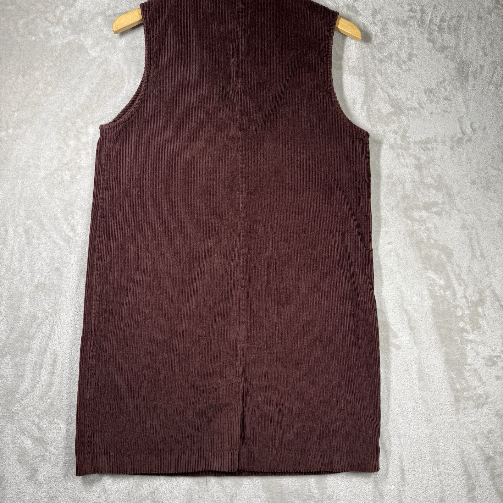 Vintage 90s Y2K Counterparts Corduroy Zip Mini Dress Jumper Brown Size 12