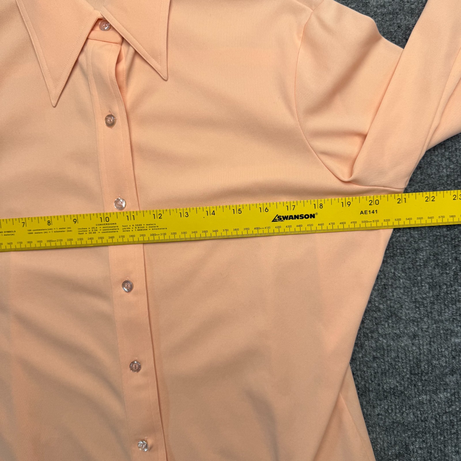 „Vintage 70s Hooper Associates Peach Dagger Collar Blouse Shirt Large L Hong Kon