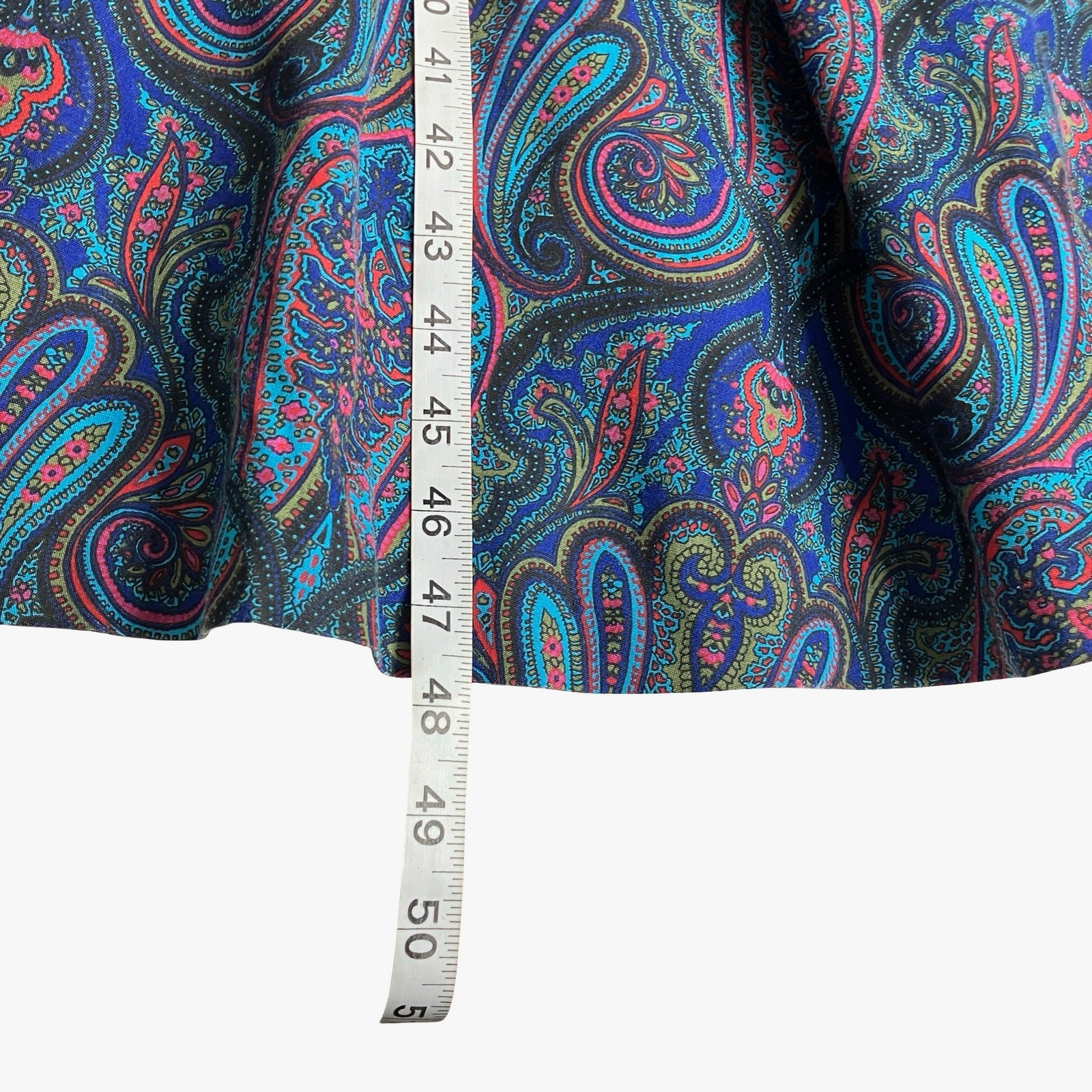 Vintage 80s Bedford Fair Paisley Midi Dress Womens 6 Long Sleeve Belted Boho Mod