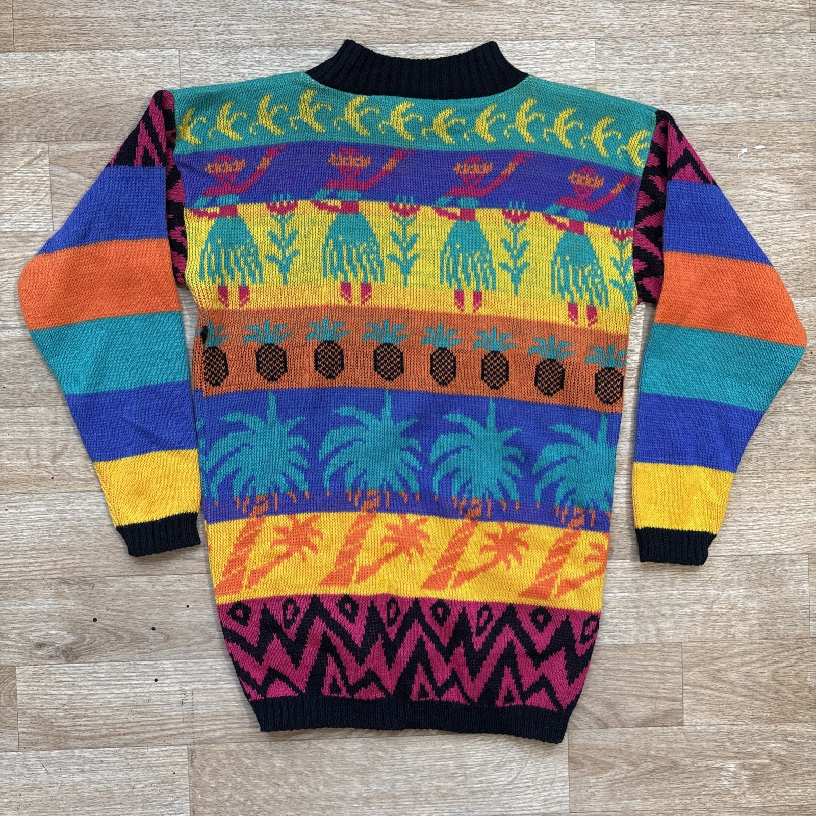 Deadstock Vintage Jet Set Sweaters Neon Knit Pullover Women’s M 80s 90s USA
