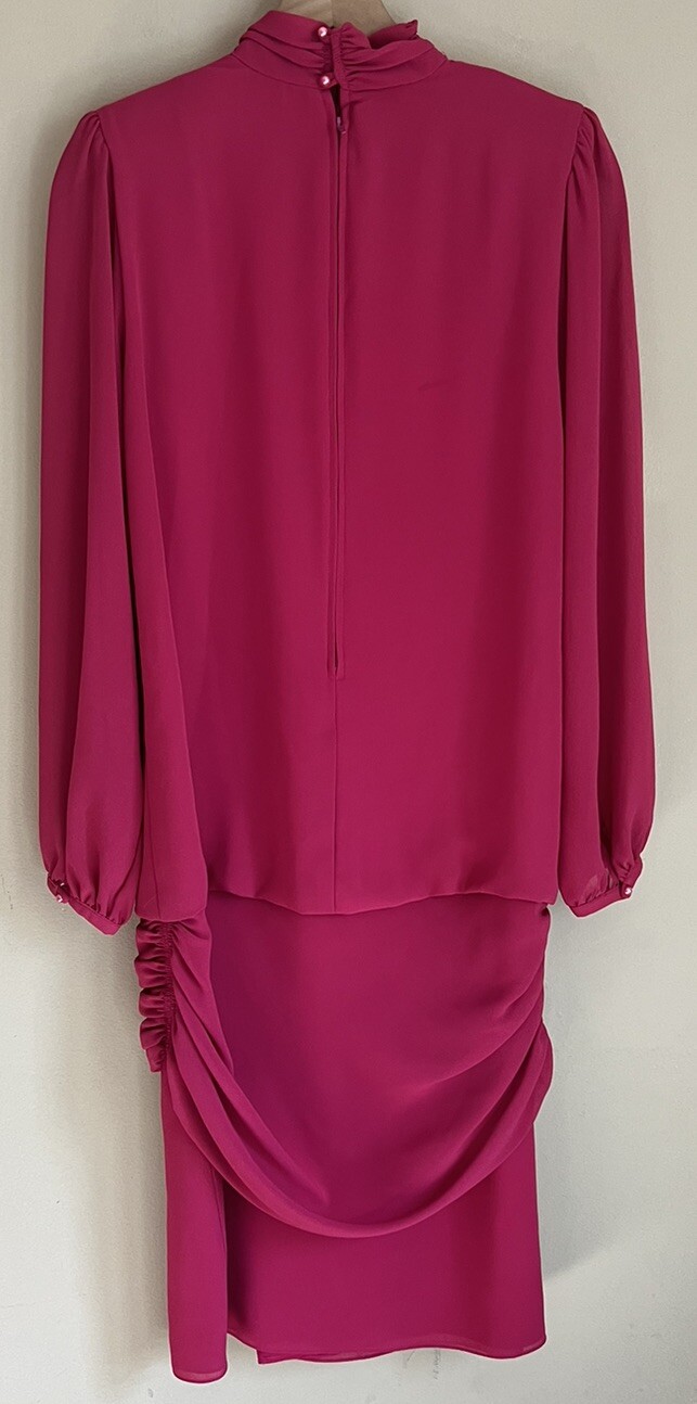Vintage Ursula Dress Chiffon Cocktail Sequin Golden 1980s 1990s Womens Size 10