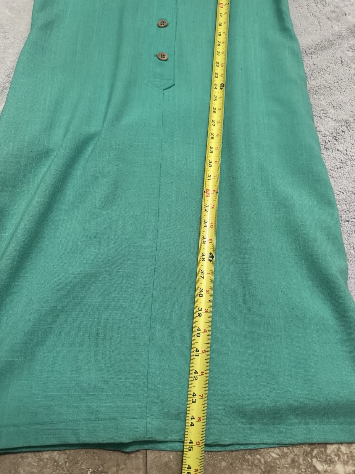 Vintage Green Cotton Slub Shirt Dress Button Front Safari Utility Medium