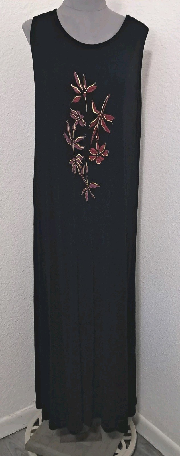 Vtg Copa Cabana Maxi Dress Medium Black Long Knit Sleeveless USA