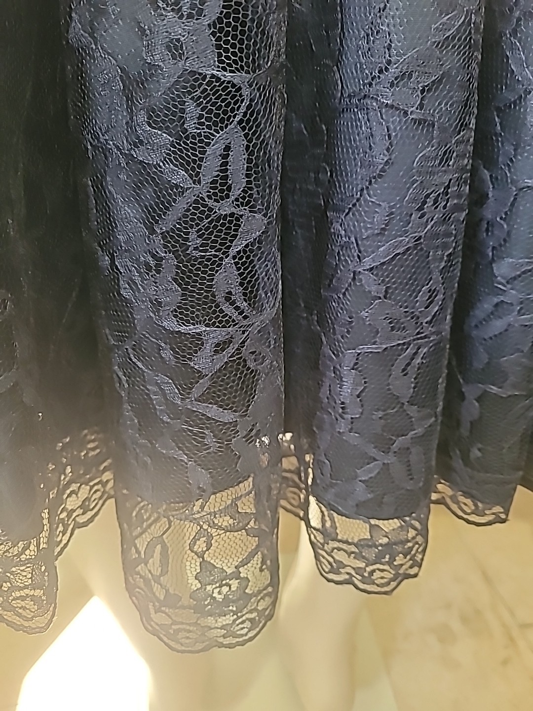 Vintage HW Collections Black Lace Dress Sequin Drop Waist Flutter Sleeve Size S