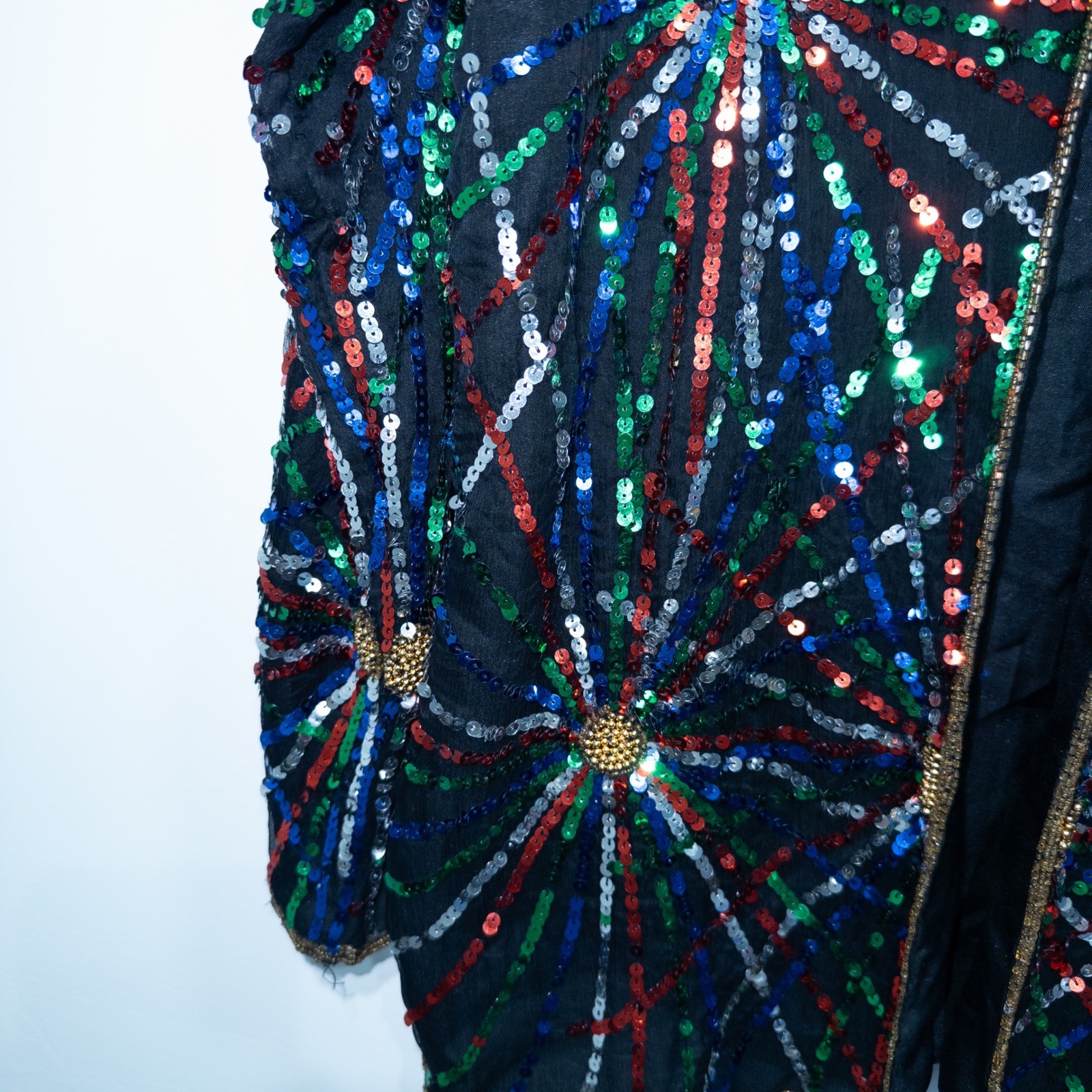 Jean For Joseph Le Bon Black Rainbow Sequin Silk Blazer Medium